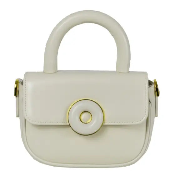 NEW! IT618 ITALIAN MINIMAL CHIC CREAM LEATHER CROSSBODY BAG