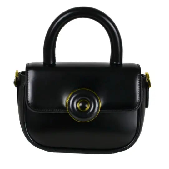 NEW! IT618 ITALIAN MINIMAL CHIC BLACK LEATHER CROSSBODY BAG