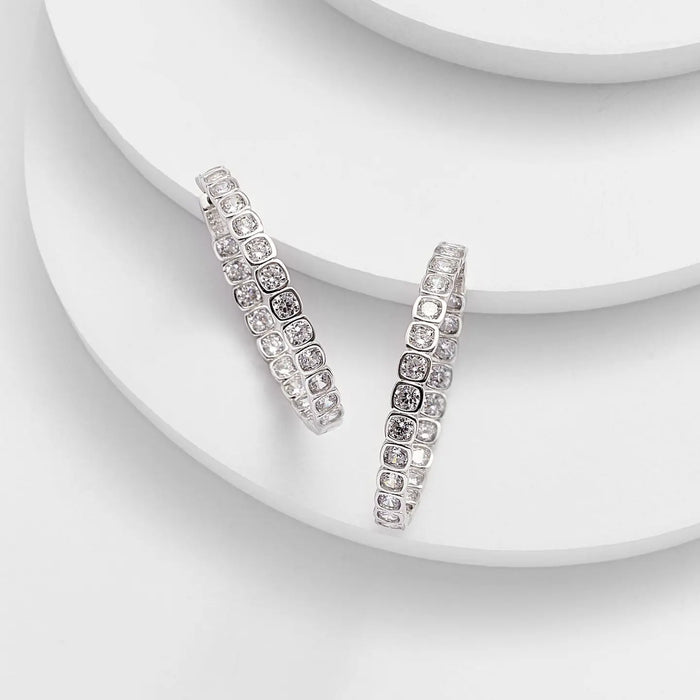 CHARLENE CUSHION CUT DIAMONETTES HOOP EARRINGS