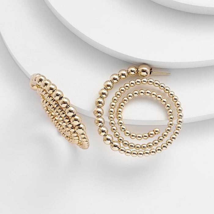 BEVERLY GRADUATED GOLD PEARL SWIRL HOOPS