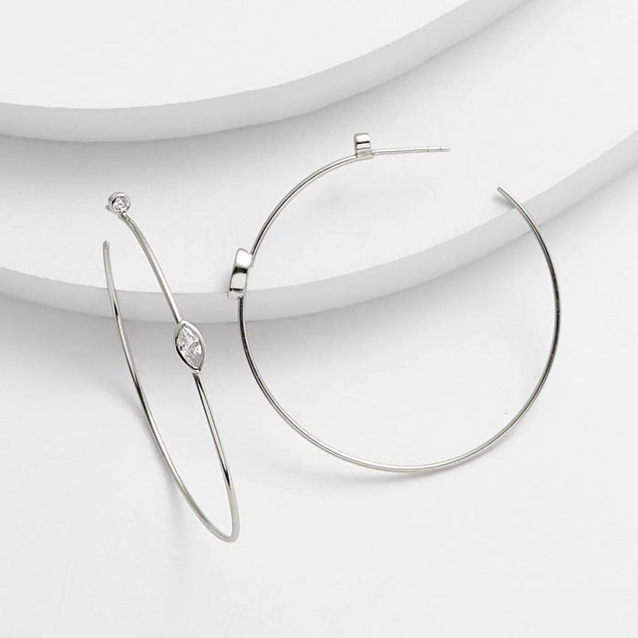 MARQUISE DIAMONETTE HOOP EARRINGS - WHITE GOLD