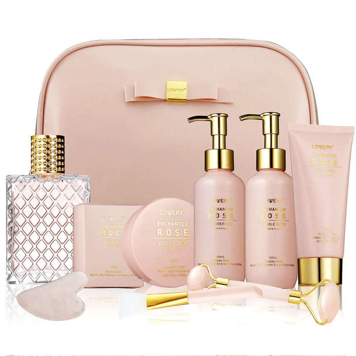 ENCHANTED ROSE SELF CARE KIT - PERFUMES, JADE ROLLER & MORE