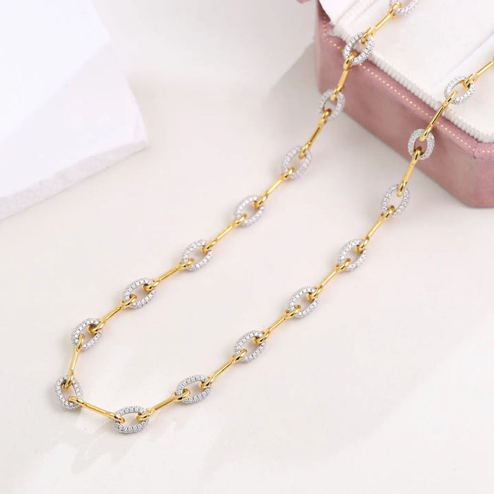 CLASSIC OVAL HORSEBIT CHAIN NECKLACE IN GOLD DIPPED STERLING SILVER