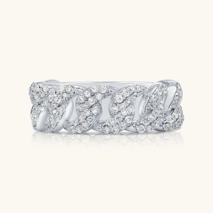 14K SOLID GOLD AND DIAMOND CUBAN LINK RING FOR MEN AND WOMEN