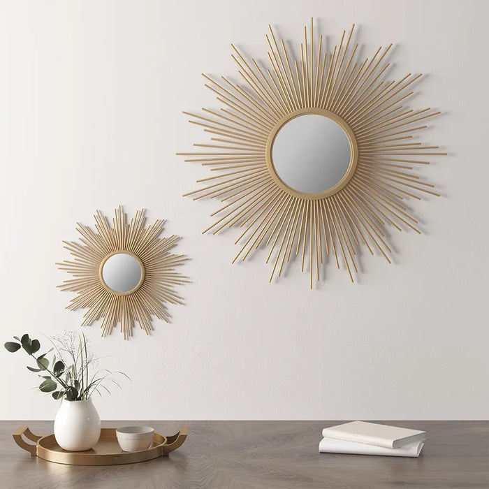 SUNBURST METAL WALL ACCENT MIRROR, GOLD