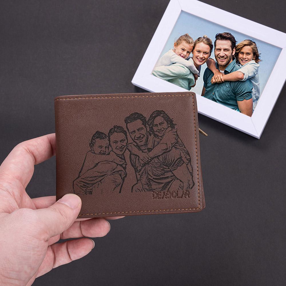 PERSONALIZED PHOTO LEATHER CARD HOLDER WALLET FOR MEN