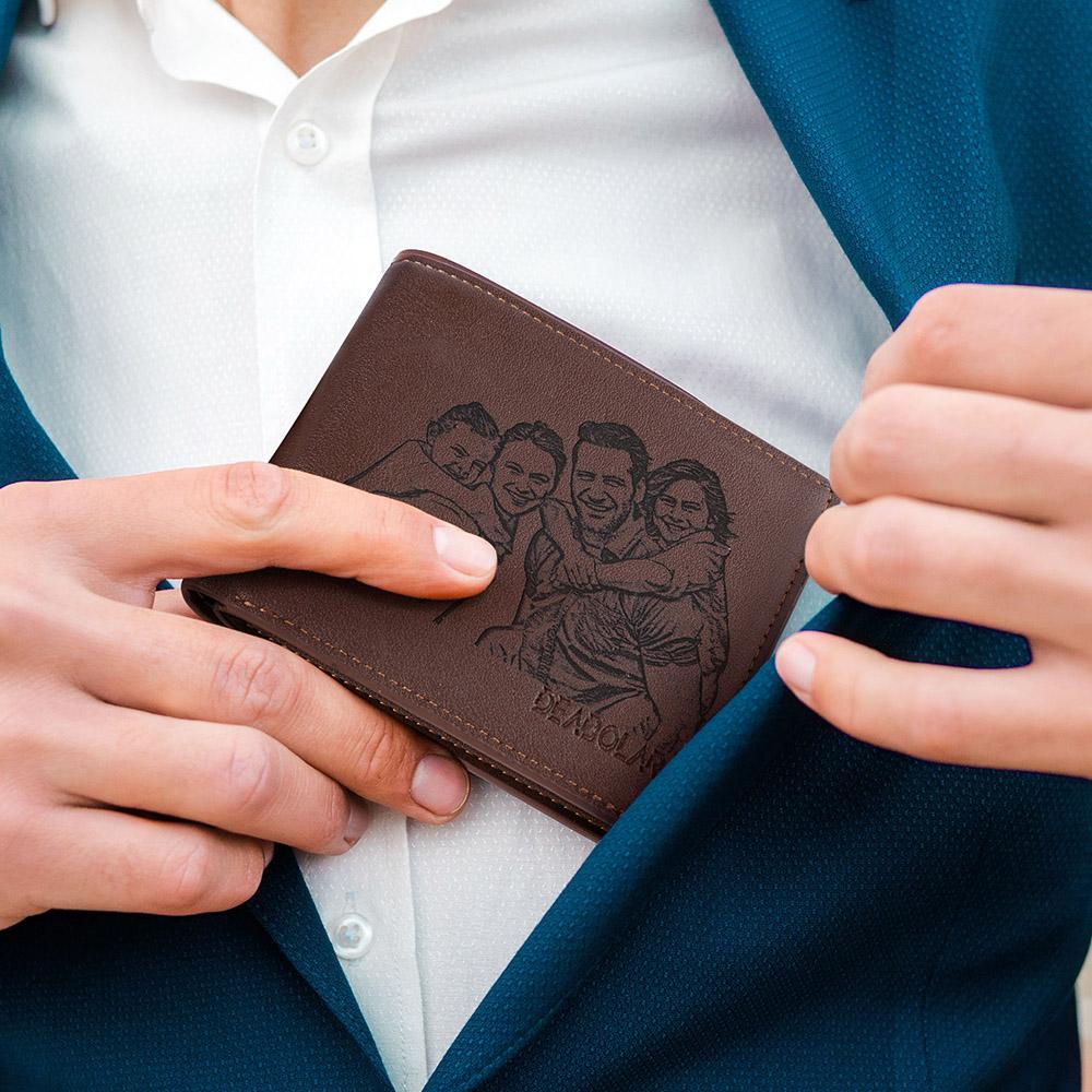 PERSONALIZED PHOTO LEATHER CARD HOLDER WALLET FOR MEN