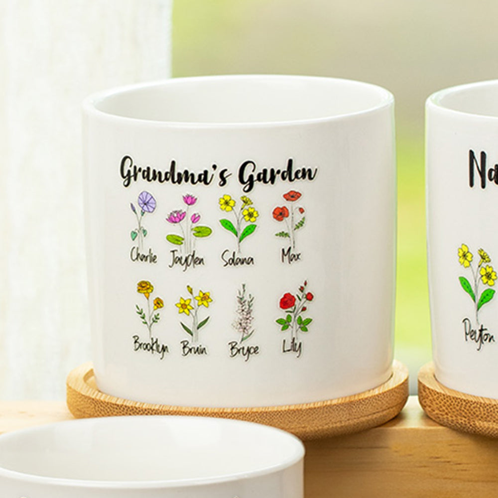 PERSONALIZED CERAMICS BIRTH FLOWER PLANT POT