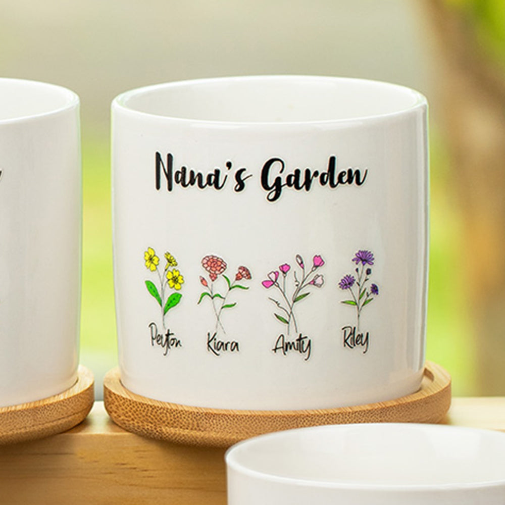 PERSONALIZED CERAMICS BIRTH FLOWER PLANT POT