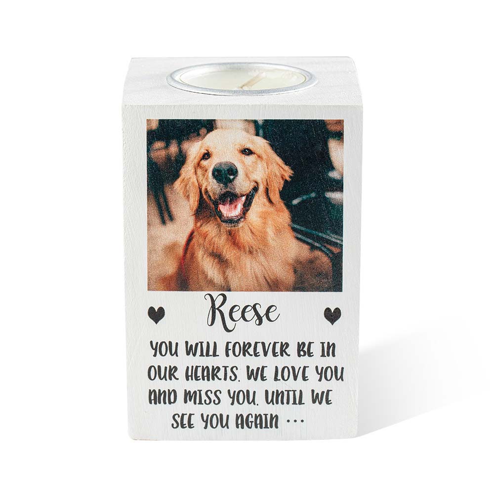 PERSONALIZED PET MEMORIAL PHOTO CANDLE TEALIGHT HOLDER