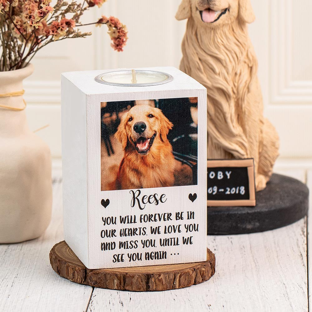 PERSONALIZED PET MEMORIAL PHOTO CANDLE TEALIGHT HOLDER