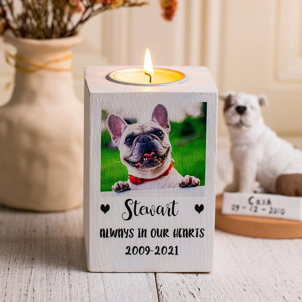 PERSONALIZED PET MEMORIAL PHOTO CANDLE TEALIGHT HOLDER