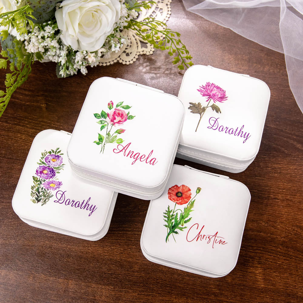 JEWELRY TRAVEL CASE WITH BIRTH FLOWER