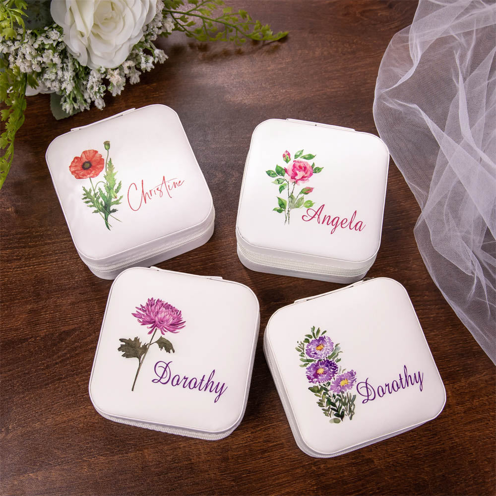 JEWELRY TRAVEL CASE WITH BIRTH FLOWER