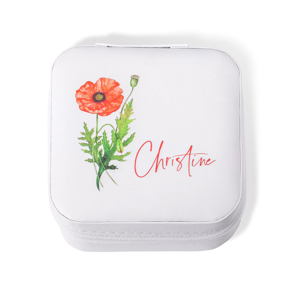 JEWELRY TRAVEL CASE WITH BIRTH FLOWER