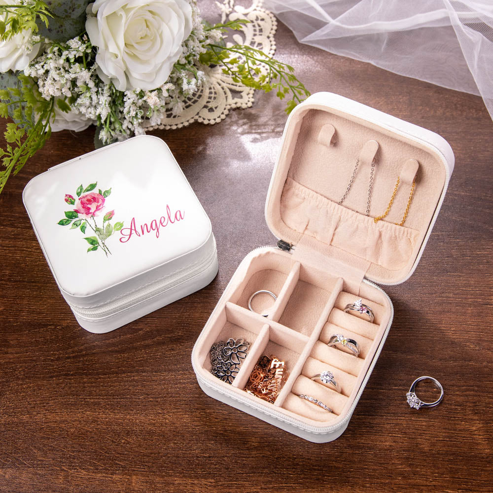JEWELRY TRAVEL CASE WITH BIRTH FLOWER