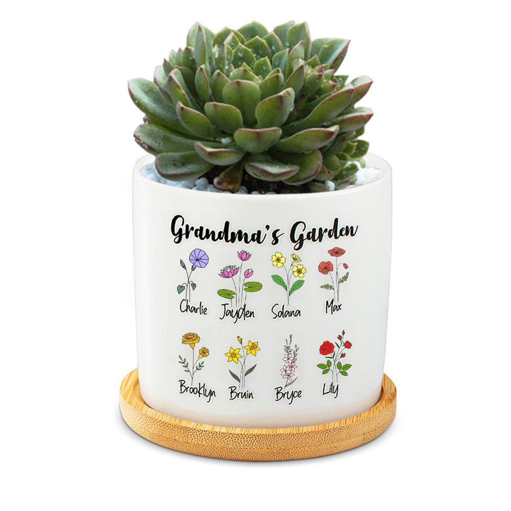 PERSONALIZED CERAMICS BIRTH FLOWER PLANT POT