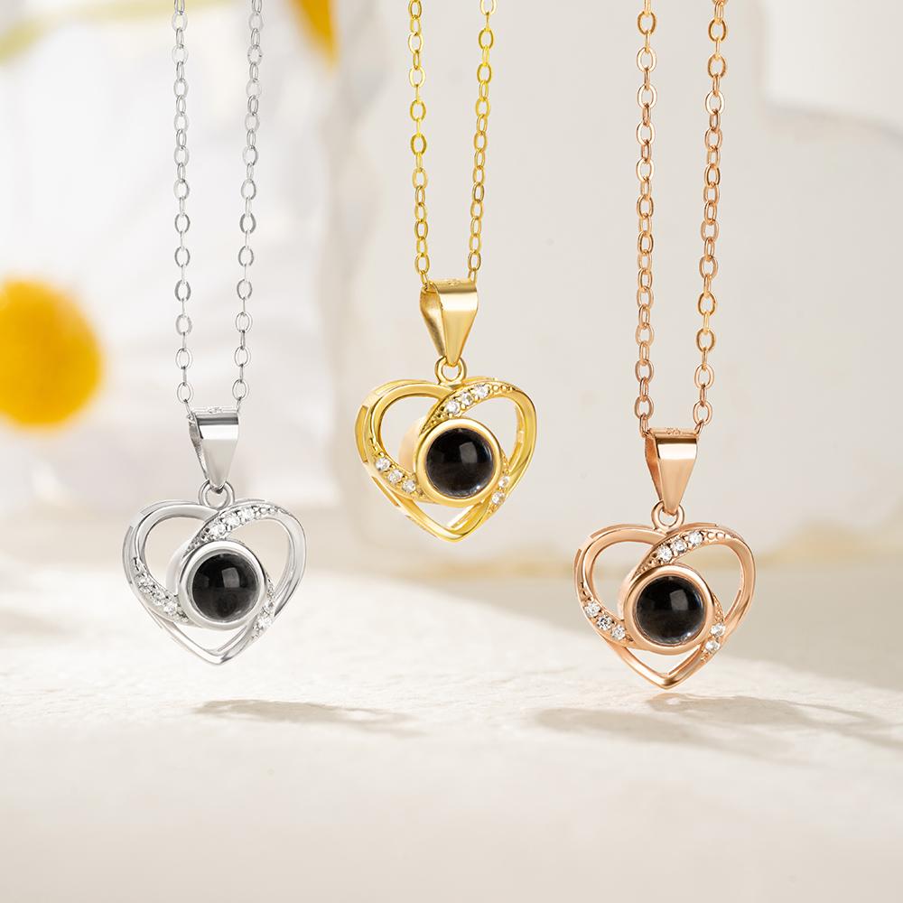 PHOTO ONLY WITHOUT TEXT/PHOTO NECKLACE WITH LOVE HEART PROJECTION NECKLACE