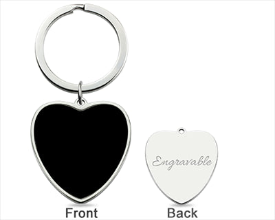 ENGRAVED HEART COLOR COUPLE PHOTO KEYCHAIN
