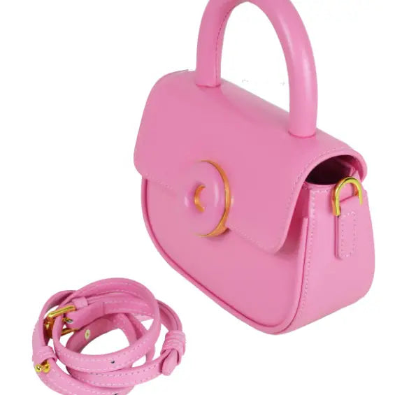 NEW! IT618 ITALIAN MINIMAL CHIC PINK LEATHER CROSSBODY BAG