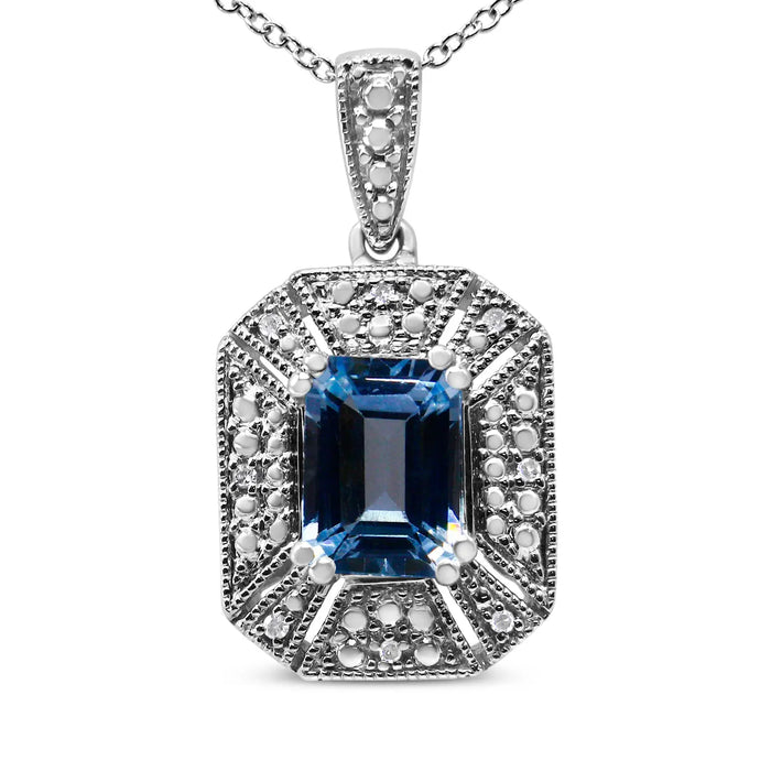 .925 STERLING SILVER TOPAZ & DIAMOND ACCENT PENDANT NECKLACE
