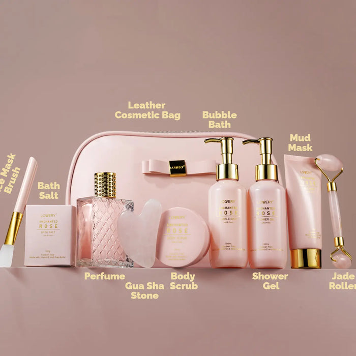 ENCHANTED ROSE SELF CARE KIT - PERFUMES, JADE ROLLER & MORE