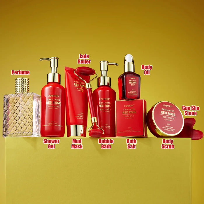VALENTINE GIFT SET, 11PC RED ROSE BATH AND BODY CARE SET