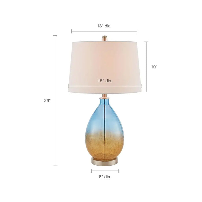 OMBRE ORANGE BLUE GLASS BASE TABLE LAMP [SET OF 2]