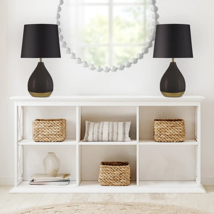 2-TONE CERAMIC TEARDROP TABLE LAMP, BLACK [SET OF 2]