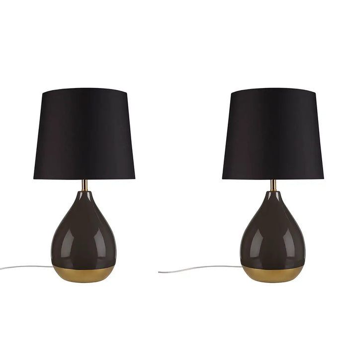 2-TONE CERAMIC TEARDROP TABLE LAMP, BLACK [SET OF 2]