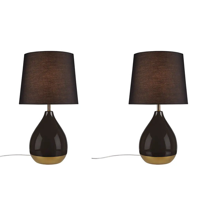 2-TONE CERAMIC TEARDROP TABLE LAMP, BLACK [SET OF 2]