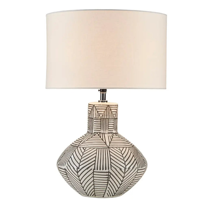 AEGYPT CERAMIC ROUND TABLE LAMP, BLACK AND WHITE